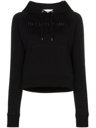 Shop Helmut Lang Logo Embroidered Hoodie In Black