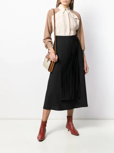 Shop Alysi Fringed Midi Skirt In Nero