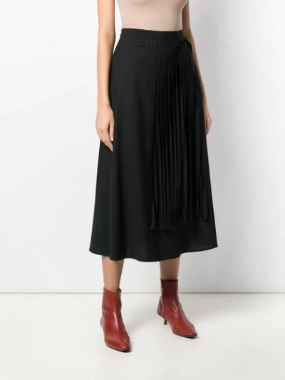 Shop Alysi Fringed Midi Skirt In Nero