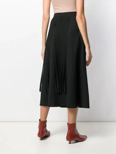 Shop Alysi Fringed Midi Skirt In Nero