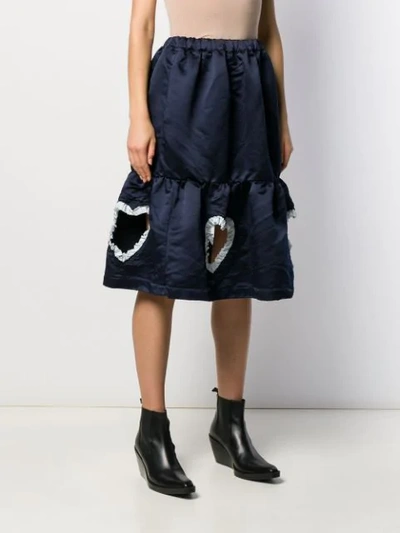 Shop Comme Des Garcons Girl Heart Detailed Skirt In Blue