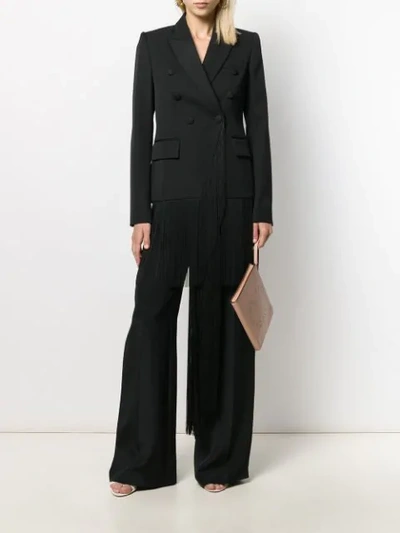 Shop Stella Mccartney Fringed Tie Waist Palazzo Trousers In Black