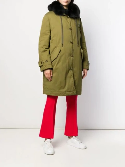 Shop Ermanno Scervino Trimmed Mid-length Coat In Green