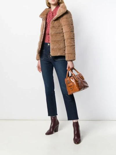 Shop Herno Faux-fur Padded Jacket In Neutrals