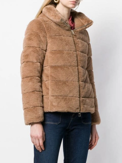 Shop Herno Faux-fur Padded Jacket In Neutrals