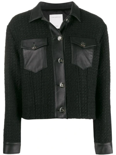 Shop Sandro Single Breasted Cropped Jacket In Noir
