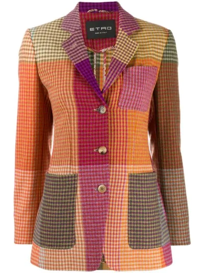 Shop Etro Herringbone Tweed Panelled Jacket In 650 Mulicolor