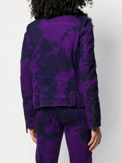 Shop Dsquared2 Denim Biker Jacket With Fur-collar In Purple