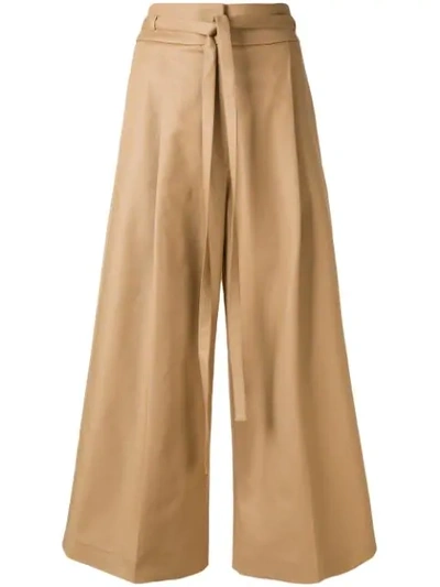 Shop Rochas Cropped Palazzo Trousers - Neutrals