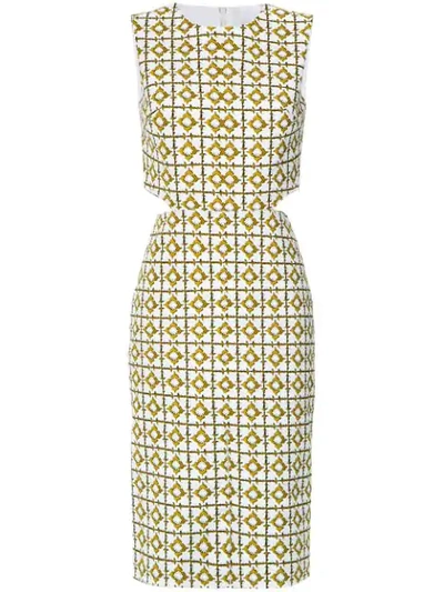 Shop Andrea Marques Vestidoenganamamae Est Azulejo Rend Ocre Natural (vegetable)->cotton