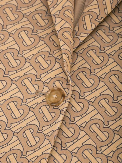Shop Burberry Monogram Print Slim-fit Blazer In Brown