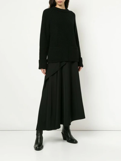 Shop Yohji Yamamoto Oversized Knitted Sweater - Black