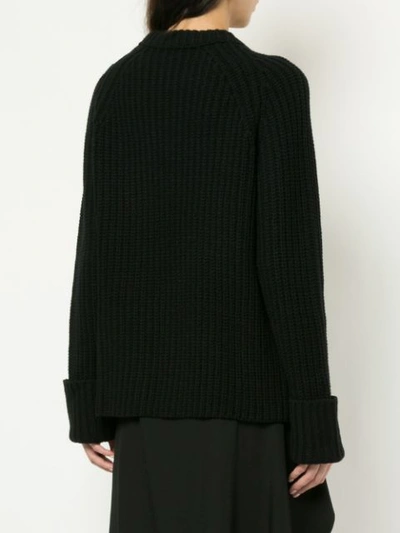 Shop Yohji Yamamoto Oversized Knitted Sweater - Black