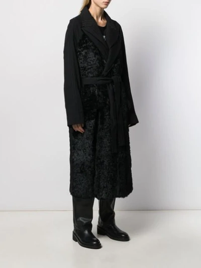 Shop Ann Demeulemeester Faux-fur Belted Coat In 099