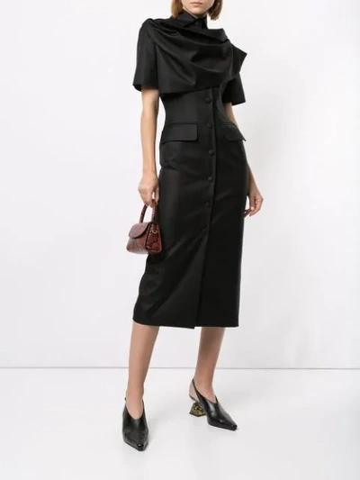 ALEKSANDRE AKHALKATSISHVILI DRAPED DETAIL SHIRT DRESS - 黑色