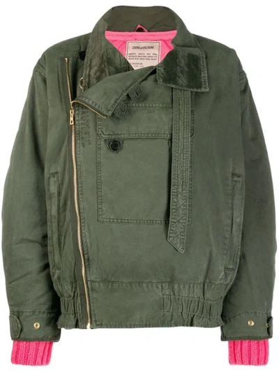 Shop Zadig & Voltaire Oversized Bomber Jacket In Green