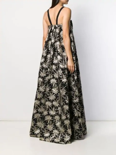 Shop Rochas Floral Embroidered Evening Gown In 001 Black