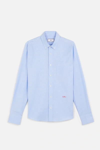 Shop Ami Alexandre Mattiussi Ami Embroidered Shirt In Blue