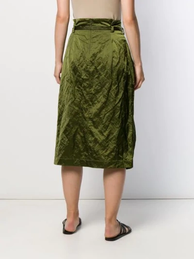 Shop Odeeh Asymmetric Midi Skirt In Green