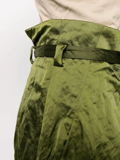 Shop Odeeh Asymmetric Midi Skirt In Green