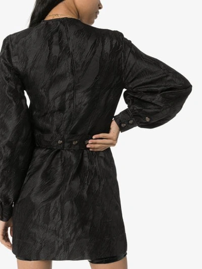 Shop Ganni Jacquard Mini-dress In Black