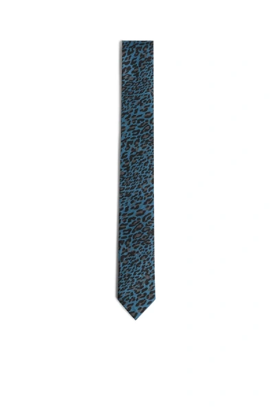 Shop Roberto Cavalli Leopard Print Tie In Blue