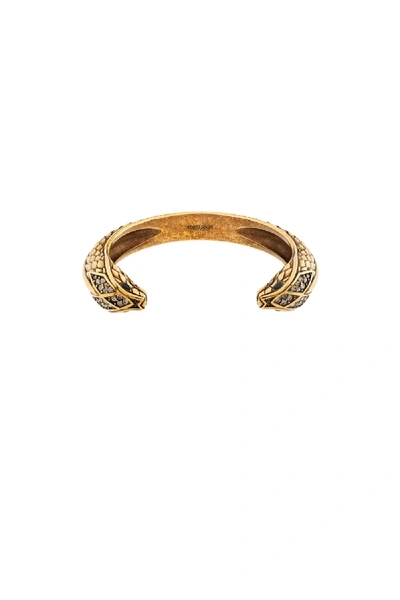 Shop Roberto Cavalli Double Snake Head Bracelet In Gold