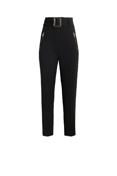 Shop Roberto Cavalli High Waisted Trousers In Black