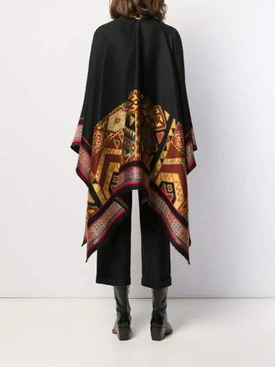 Shop Etro Aztec Cape Coat In Black