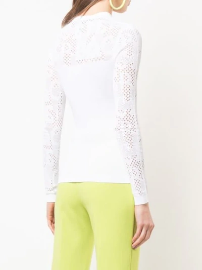 Shop Versace Logo Lace Insert Top In White