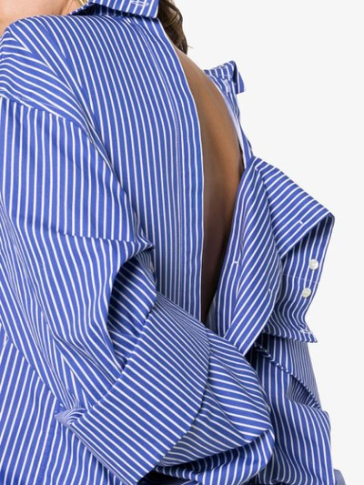 Shop Delada Striped Double Cuff Sleeve Shirt - Blue