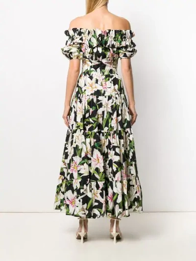 Shop Dolce & Gabbana Floral Print Bardot Maxi Dess In Black
