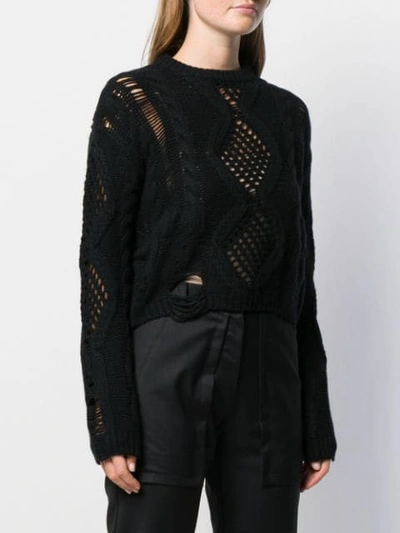 Shop Amiri Distressed Cropped Sweater In Black