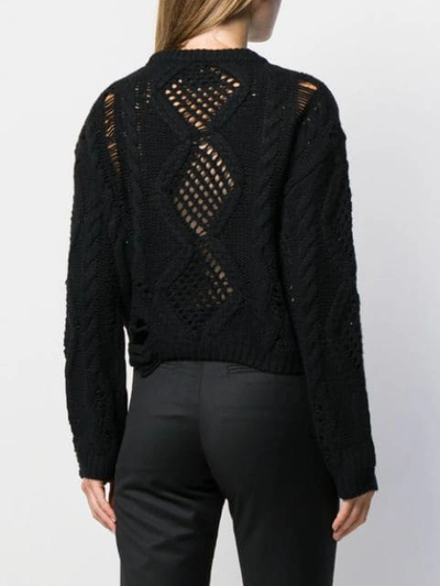 Shop Amiri Distressed Cropped Sweater In Black