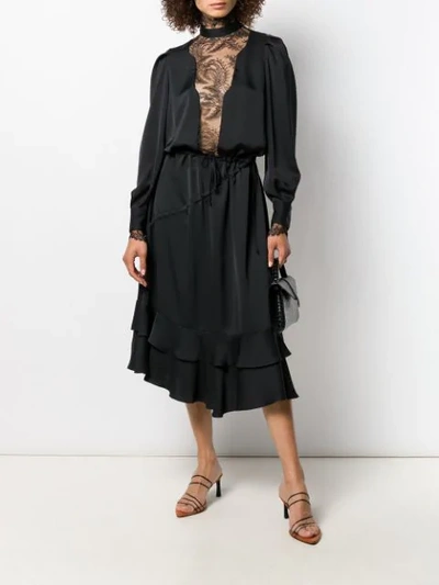 Shop Almaz Satin Panelled Chemise Dress In Black
