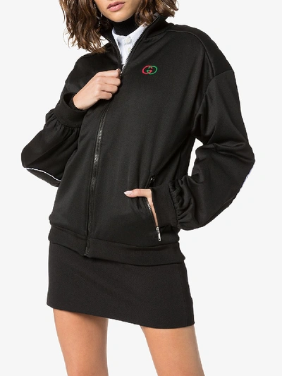 Shop Gucci Logo Zipped Sports Jacket In Black