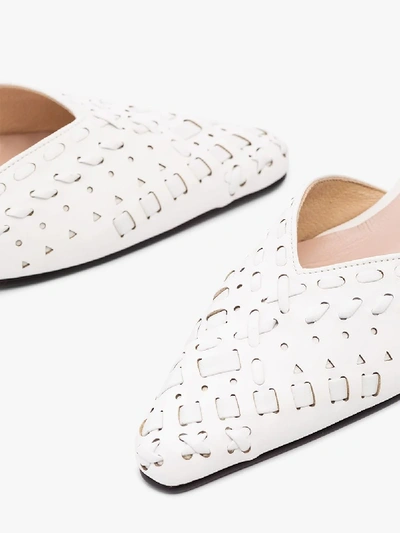 Shop Reike Nen White Woven Leather Pumps