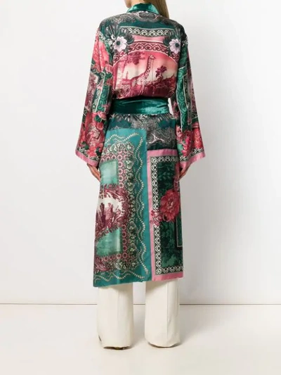 Shop F.r.s For Restless Sleepers Floral Print Robe Coat In Green