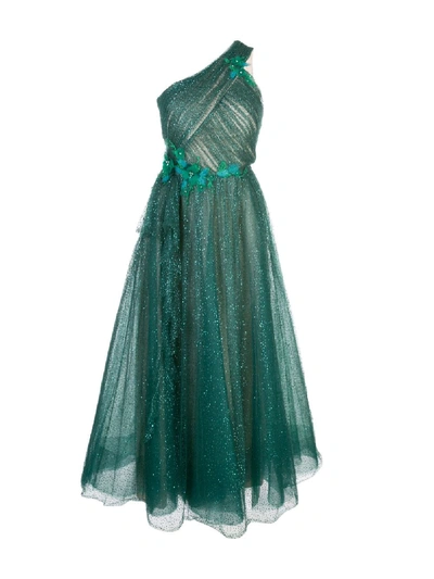 Shop Marchesa Notte Embellished Midi Dress In Green