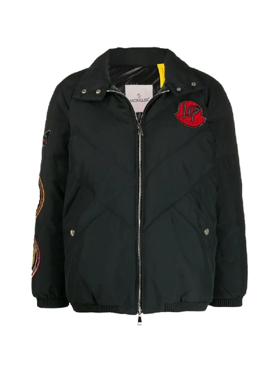 Shop Moncler Genius Embroidered Patch Puffer Jacket In Black