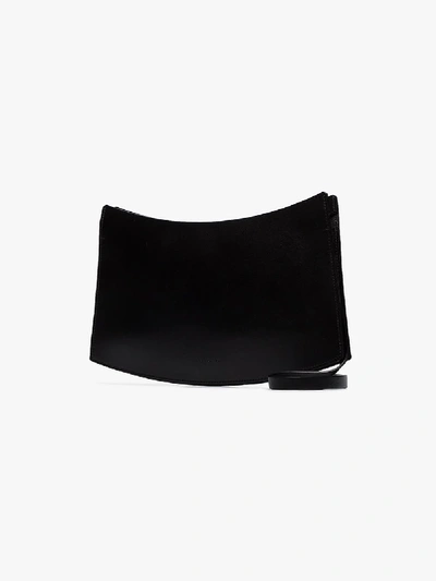 Shop Aesther Ekme Black Accordion Leather Clutch Bag