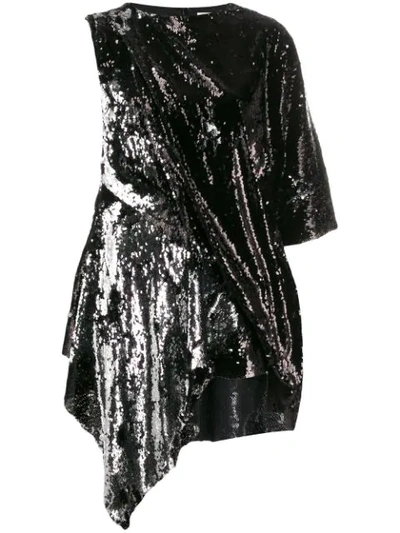Shop Marques' Almeida Sequin Embellished Dress In Silver
