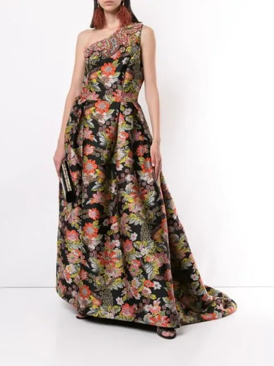 ANDREW GN PRINTED EMBROIDERED GOWN - 黑色