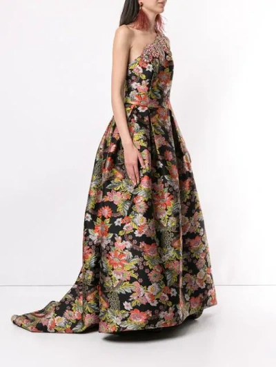 ANDREW GN PRINTED EMBROIDERED GOWN - 黑色