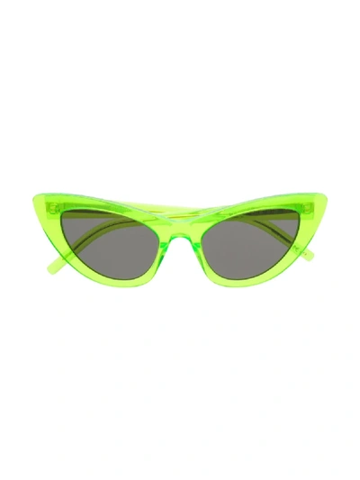 Shop Saint Laurent New Wave Sl 213 Lily Sunglasses In Green