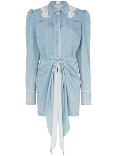 Shop Magda Butrym Wicksville Denim Mini Dress In Blue