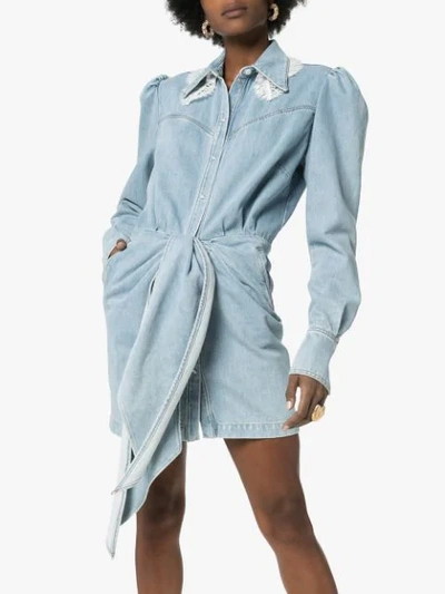 Shop Magda Butrym Wicksville Denim Mini Dress In Blue