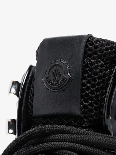 Shop Moncler Black Leather Ankle Boot Sneakers