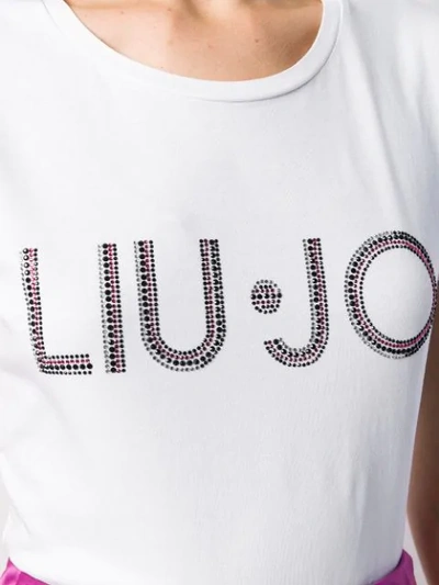 Shop Liu •jo Embellished Logo T-shirt In White