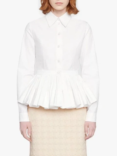 Shop Gucci Peplum Hem Poplin Shirt In White